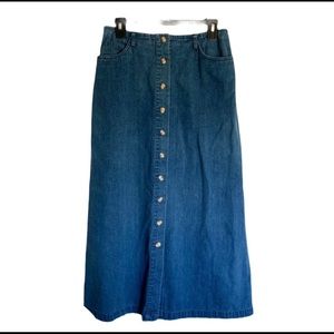 Talbots Denim High Rise Button Down Long Skirt 8